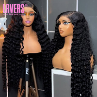 Wig Rambut Asli Brasil 100 Hd Lace Frontal Deep Wave, Wig Rambut Manusia Asli Full HD Tanpa Lem dengan Kepadatan 180% 250% untuk Wanita Kulit Hitam