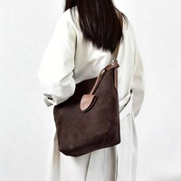 Sac fourre-tout en cuir véritable pour femme, style urbain et simple, fermeture à bouton magnétique, couleur unie, finition mate, grande capacité