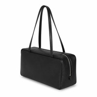 Sac fourre-tout noir en PU grainé de la collection Retail avec logo imprimé et production à faible MOQ