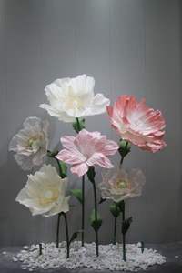 Fiori Artificiali Giganti <span class=keywords><strong>di</strong></span> Carta a Forma <span class=keywords><strong>di</strong></span> Papavero e Rosa, Stile Elegante e Semplice per Matrimoni, Eventi e Decorazioni per Baby Shower - Product Image 2