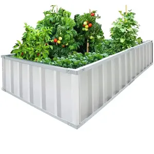 GB09090-H30 оцинкованная металлическая прямоугольная приподнятая садовая грядка для овощей, коробка для растений для цветочных Горшков и Горшков