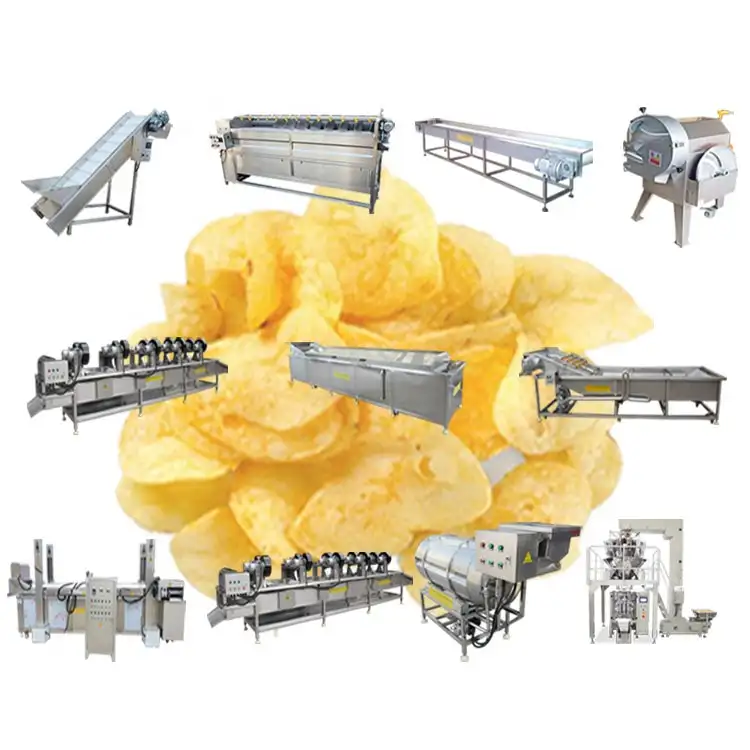 Potato crisp chips frying production line potato chips cassava chips making machine