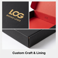 Caja de Regalo Corrugada Personalizada, Exterior Negro Mate, Interior Rojo Brillante, Embalaje de Envío Impreso por Ambos Lados para Comercio Electrónico en EE. UU.