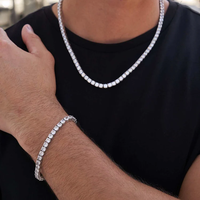 Bracelet chaîne tennis en acier inoxydable plaqué or 18 carats, étanche, 4 mm, avec diamants et pierres de moissanite, pour homme
