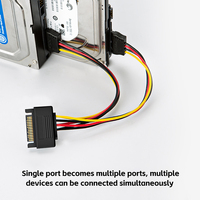 Para SATA 15PIN adaptador de enchufe extensor 1 2 salida Cable divisor codo PC Disco Duro puerto serie fuente de alimentación Cable 1 línea SATA