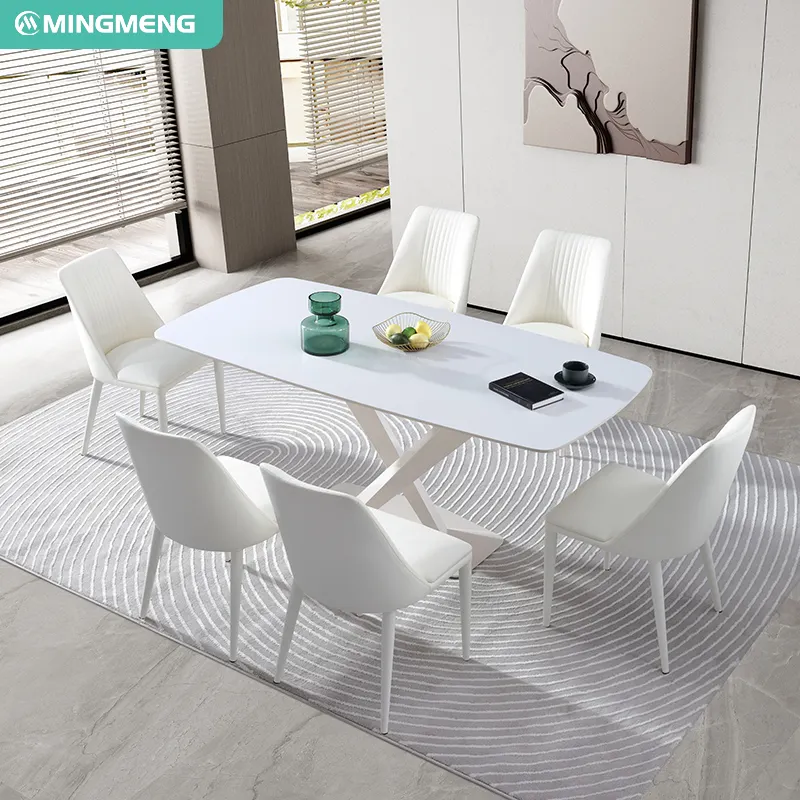 Moderne Wohn möbel Esstisch Set für 4-Sitzer Rechteck Marmor Mesas de Comedor Für Restaurant