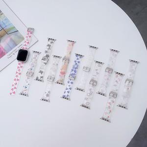 Correa de pulsera inteligente de TPU resistente al agua transparente para <span class=keywords><strong>Apple</strong></span> <span class=keywords><strong>Watch</strong></span> Ultra 1-8 correa de reloj de silicona impresa colorida - Product Image 1
