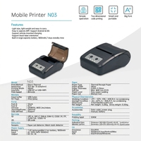 NORGEE OEM ODM Printer Mini Portabel 58mm Nirkabel untuk Ponsel, Pencetak Stiker, Struk, Tiket, Tagihan, Thermal Langsung