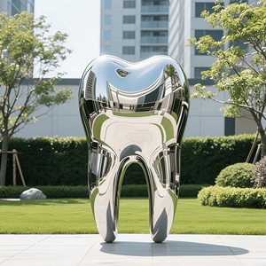 منحوتات أسنان مخصصة من الفولاذ المقاوم للصدأ والمعادن لتزيين عيادات الأسنان - Product Image 2