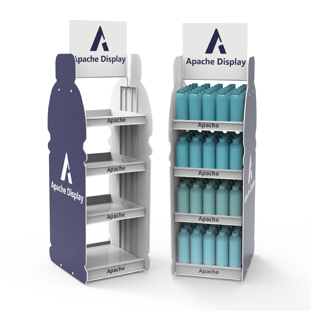 Metal Beverage Display Stand Customization 4 Tier Detachable PVC Foam Side Plate Floor Stand Shelf for Retail Shop — view 1