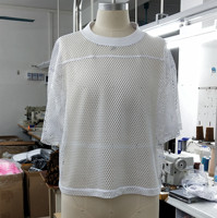 T-shirt court en maille violette pour homme, à manches courtes, respirant, transparent, col rond, décontracté, streetwear d'été