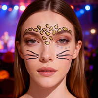 Autocollant de tatouage temporaire pour le visage, motif léopard pailleté, pour fêtes à thème, Halloween et carnaval, enfants et adultes