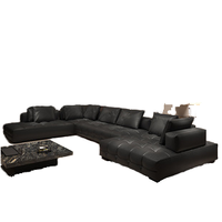 Ensemble de salon de luxe modulaire moderne personnalisé Table de canapé sectionnelle d'angle en forme de U tissu de couverture en cuir véritable rempli d'éponge