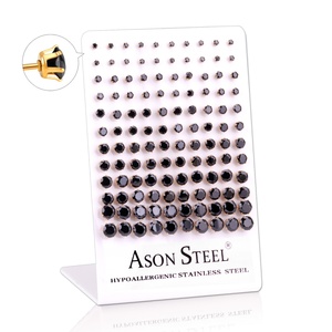 Ason Hot Selling Stainless Steel Crystal Round Zircon Stud Earrings Display <b>Card</b> - Product Image 4