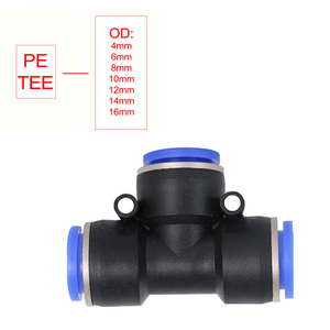 Connecteur pneumatique en plastique PE 4/6/<span class=keywords><strong>8</strong></span>/10/12/14/16 <span class=keywords><strong>mm</strong></span> à trois voies, <span class=keywords><strong>raccord</strong></span> rapide à verrouillage par glissement, type T, pour <span class=keywords><strong>tuyau</strong></span> d'air/d'eau - Product Image 1