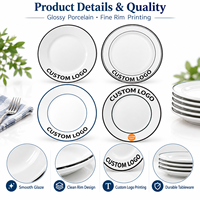 Assiette en céramique personnalisée avec logo, vente en gros, assiette à dîner en porcelaine blanche, OEM ODM, vaisselle pour restaurants et hôtels, commandes en gros