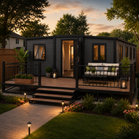 Maison préfabriquée de luxe en bois grainé avec terrasse, maisonnette modulaire en conteneur pour villas de villégiature, maisons d'hôtes et logements de jardin