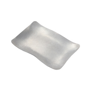 Plat carré peu profond en acier inoxydable, forme ondulée, style rétro luxueux, pour servir la viande - Product Image 5