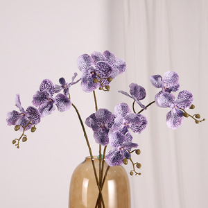 Fleurs artificielles Phalaenopsis <span class=keywords><strong>Vanda</strong></span> Orchid à 3 têtes, effet toucher naturel, hydratantes, pour décoration de mariage, style luxe léger, technique de pose - Product Image 3