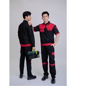 Ropa de trabajo de alta visibilidad TC tela mujer anticontracción transpirable vietnamita FMF mujer negro y rojo conjunto de ropa de trabajo de seguridad de manga larga - Product Image 1