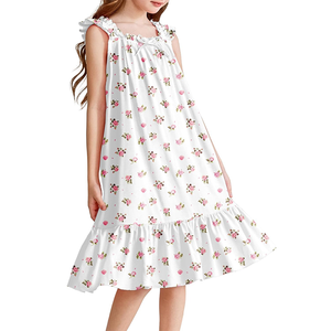 Vente flash - Robe <span class=keywords><strong>de</strong></span> <span class=keywords><strong>nuit</strong></span> à imprimé floral pour filles, sans manches, douce et respirante, pyjama pour enfants <span class=keywords><strong>de</strong></span> 5 à 14 ans, vêtements <span class=keywords><strong>de</strong></span> <span class=keywords><strong>nuit</strong></span> décontractés, vêtements <span class=keywords><strong>de</strong></span> maison - Product Image 5