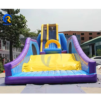 Prix de gros Toboggan aquatique gonflable géant en PVC de 0,55 mm, type montagnes russes, avec château gonflable combiné et zone de saut, motif palmier