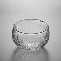 Bol à matcha japonais, bol à thé en verre martelé et accessoires pour service à thé en verre, bol en verre transparent.