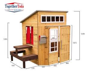 Casa de Juegos Infantil de Madera Resistente para Exteriores, Autoinstalable, Móvil, con Mesa de Picnic y Parrilla para Exteriores - Product Image 4