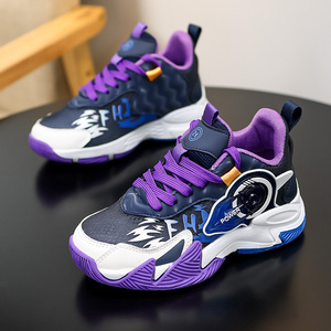 Chaussures de sport respirantes en cuir patchwork Cema pour enfants, légères, à semelle souple, pour le basketball, pour les plus âgés - Product Image 5