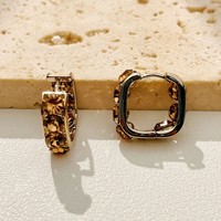 Boucles d'oreilles carrées plaquées or haut de gamme, accessoires de mode et de niche pour le quotidien