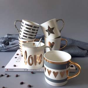 Promoción al por Mayor QX Lingjian, Tazas de Café de Cerámica Modernas y de Lujo, Personalizadas, con Múltiples Diseños, Asa Dorada, Caja Blanca, Buena Calidad - Product Image 5