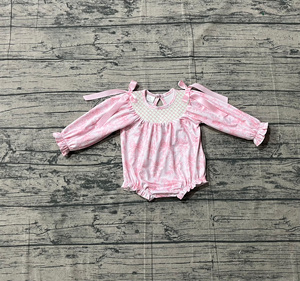 RTS Boutique Flower Smocked Cute Baby <b>Bubble</b> Romper Breathable Casual <b>Kids</b> Girls Newborn Romper Bodysuit - Product Image 3