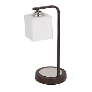 Lampada da Tavolo a 1 Luce E27, Colore Wengè e Cromo, Dimensioni 35x18x14 cm, Ideale per Illuminazione Decorativa in Case e Uffici. - Product Image 1