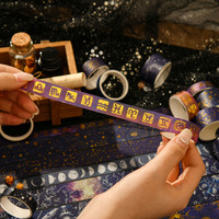Vast Universe Decoraciones Set Oro Plata PET Washi Tape Impermeable Acrílico Galaxy Star Moon Cintas adhesivas de fusión en caliente