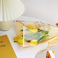 Sac de bouquet transparent en OPP avec lettrage doré, idéal pour la vente en gros, emballage de bouquets, sac cadeau pour fleurs, fournitures pour fleuristes