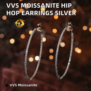 Boucles d'oreilles clous en argent sterling 925, Moissanite VVS taille brillant, testée au diamant, style Hip Hop, luxe, sertissage griffe glacée - Product Image 2