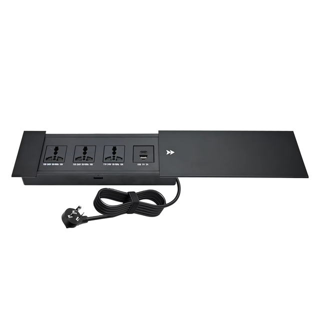 Conference Table Recessed Receptacle Outlet Sliding Open Desktop Power Socket for Office Countertop
