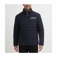 Chaqueta Acolchada Ligera de Poliéster para Hombre, Personalizada OEM ODM, con Aislamiento Térmico para Otoño, Cierre Completo, Cuello Alto