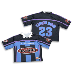 Custom <b>V</b> <b>Neck</b> Print <b>T</b> <b>Shirts</b> Oversized Boxy Embroidery Vintage Retro American Soccer Wear Cropped Football Jersey - Product Image 3