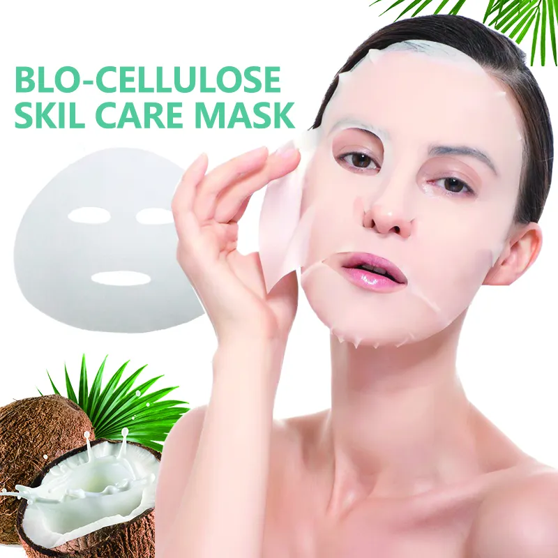 Masque de peau en Fiber biologique brute, masque Facial en feuille de Bio Cellulose de noix de coco totalement sèche