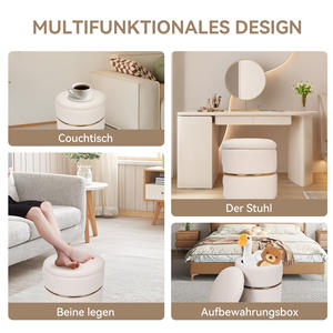 Ensemble de poufs de rangement modernes Sherpa, 2 pièces, finition dorée, design multifonctionnel, tissu doux, pour salon, chambre, école - Product Image 4