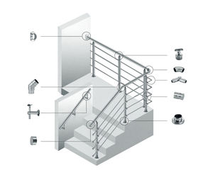 Thép không gỉ lan can Phụ kiện ban công bài lan can tay vịn cầu thang kính lan can với kẹp - Product Image 4