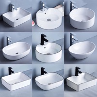 Articles sanitaires en céramique comptoir lavage salle à manger lavabo ménage lavabo comptoir rond salle de bain Art évier