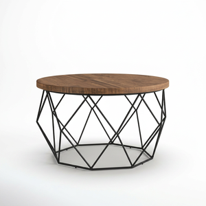 AK laiton Standard métal Table basse noir fini avec dessus en bois Table basse de luxe pour la décoration intérieure/hôtel décor meubles - Product Image 4