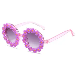 Bán Buôn UV400 Đẹp Daisy Đảng Cô Gái Trang Trí Hoa Kính Mát Trẻ Em Daisy Sunglasses