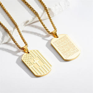 Meetyoo venta al por mayor Retro chapado en oro COLLAR COLGANTE <span class=keywords><strong>de</strong></span> <span class=keywords><strong>acero</strong></span> <span class=keywords><strong>inoxidable</strong></span> diseño impermeable grabado placa enlace cadena <span class=keywords><strong>para</strong></span> <span class=keywords><strong>hombre</strong></span> - Product Image 2