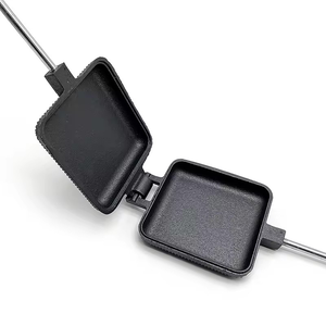 Machine à sandwichs en fonte de forme carrée, avec poignée amovible en acier inoxydable et double plaque, <span class=keywords><strong>pour</strong></span> pain grillé et hamburgers - Product Image 5