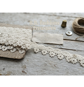 Belle dentelle en coton à motif floral B.R. FASHIONS Ruban de 1'' de largeur pour tenues de mariée, décoration de vêtements, artisanat domestique, couture - Product Image 1