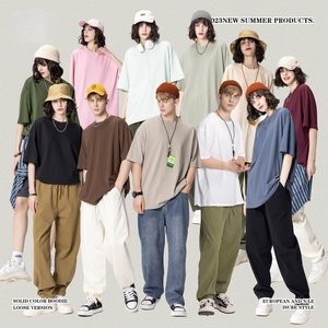 เสื้อยืดผู้ชายและผู้หญิงทรงหลวม รุ่นดรอปโชว์เดอร์ คอกลม แขนสั้น ทรงบ็อกซี่ ปี 2025 สำหรับสุภาพสตรี - Product Image 2