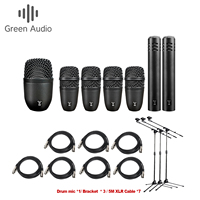 Kit de microphones professionnels en métal GAM-DM7 avec étui de transport pour batterie, cymbales et instruments de musique